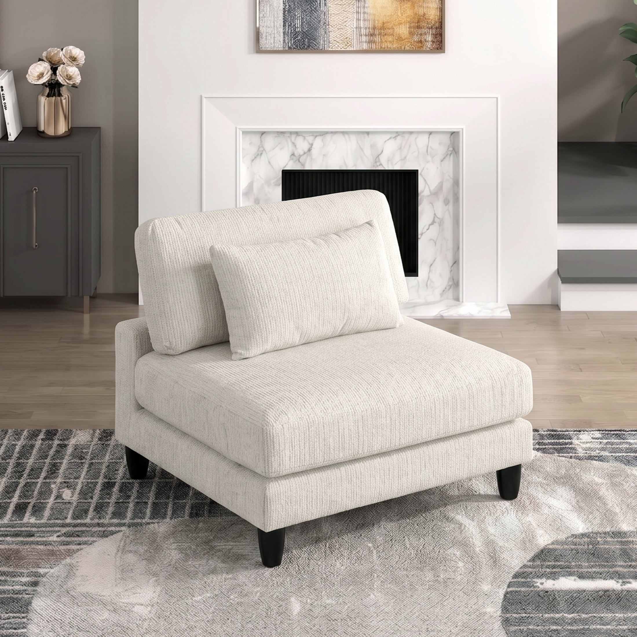 OakvillePark Caden Microfiber Armless Chair, Beige