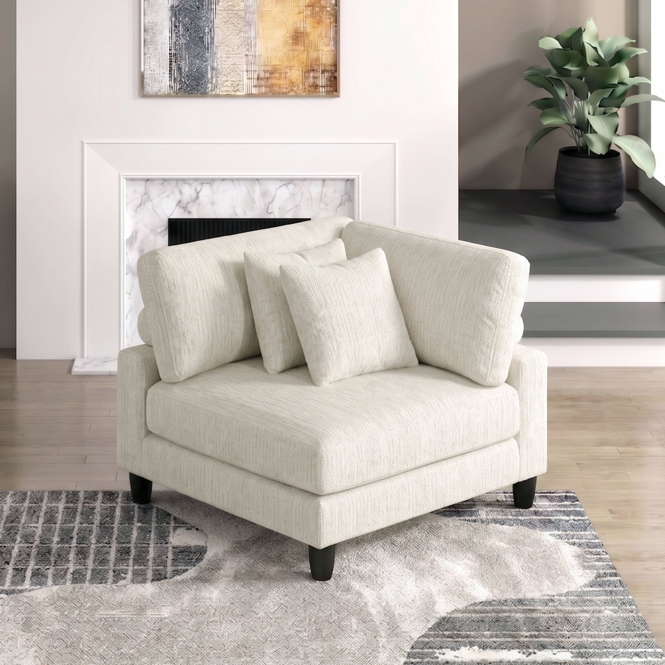 OakvillePark Caden Microfiber Corner Seat, Beige