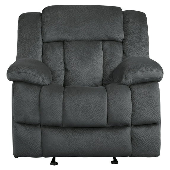 OakvillePark Cameron Microfiber Fabric Upholstered Glider Reclining Chair, Charcoal