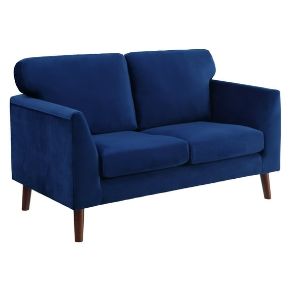 OakvillePark Claire Velvet Fabric Upholstered Living Room Loveseat, Blue