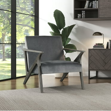 OakvillePark Columbia Velvet Fabric Upholstered Accent Chair, Gray