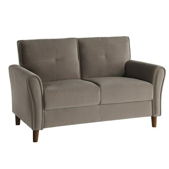 OakvillePark Copley Velvet Fabric Upholstered Living Room Loveseat, Brown