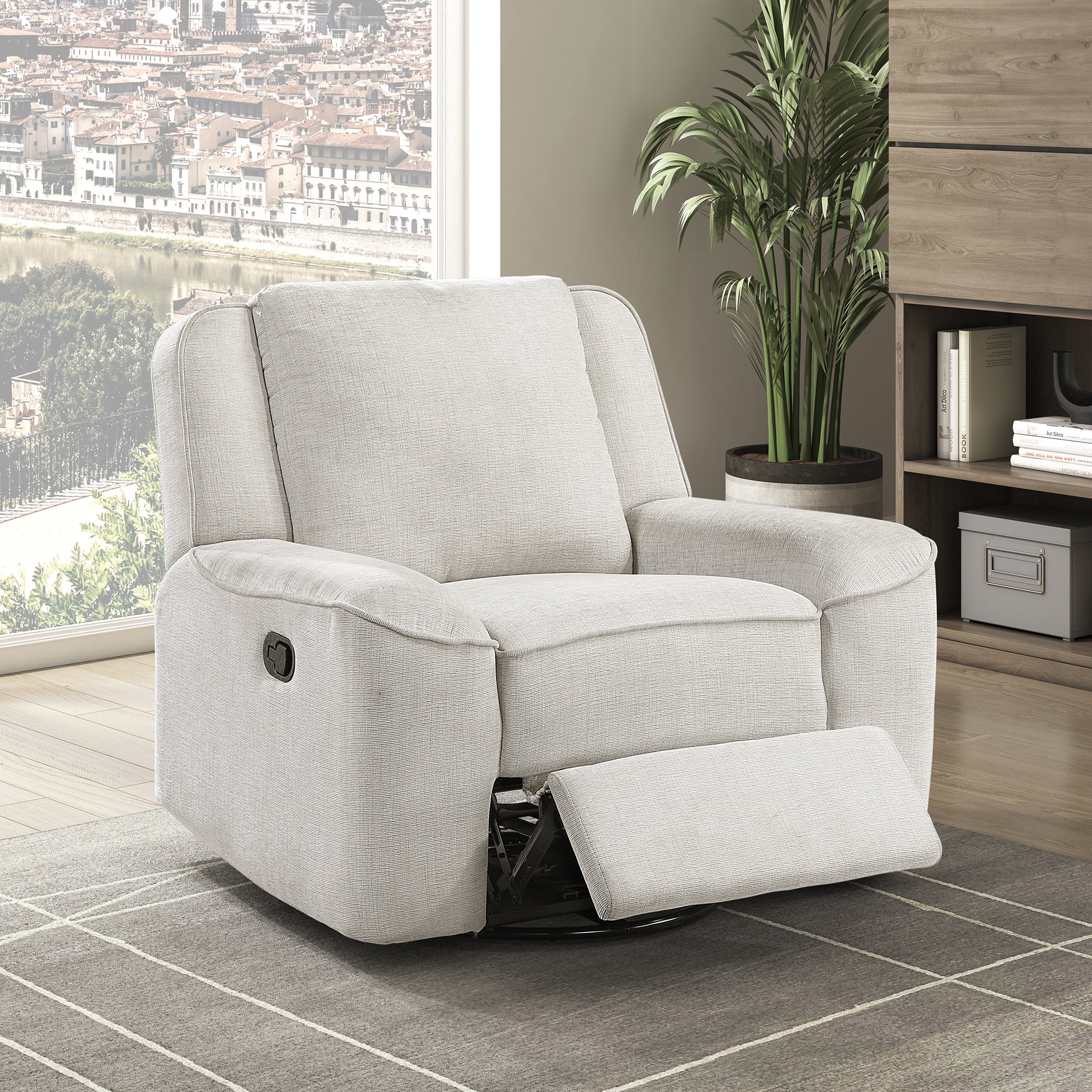 OakvillePark Coraelis Chenille Swivel Reclining Chair, Beige