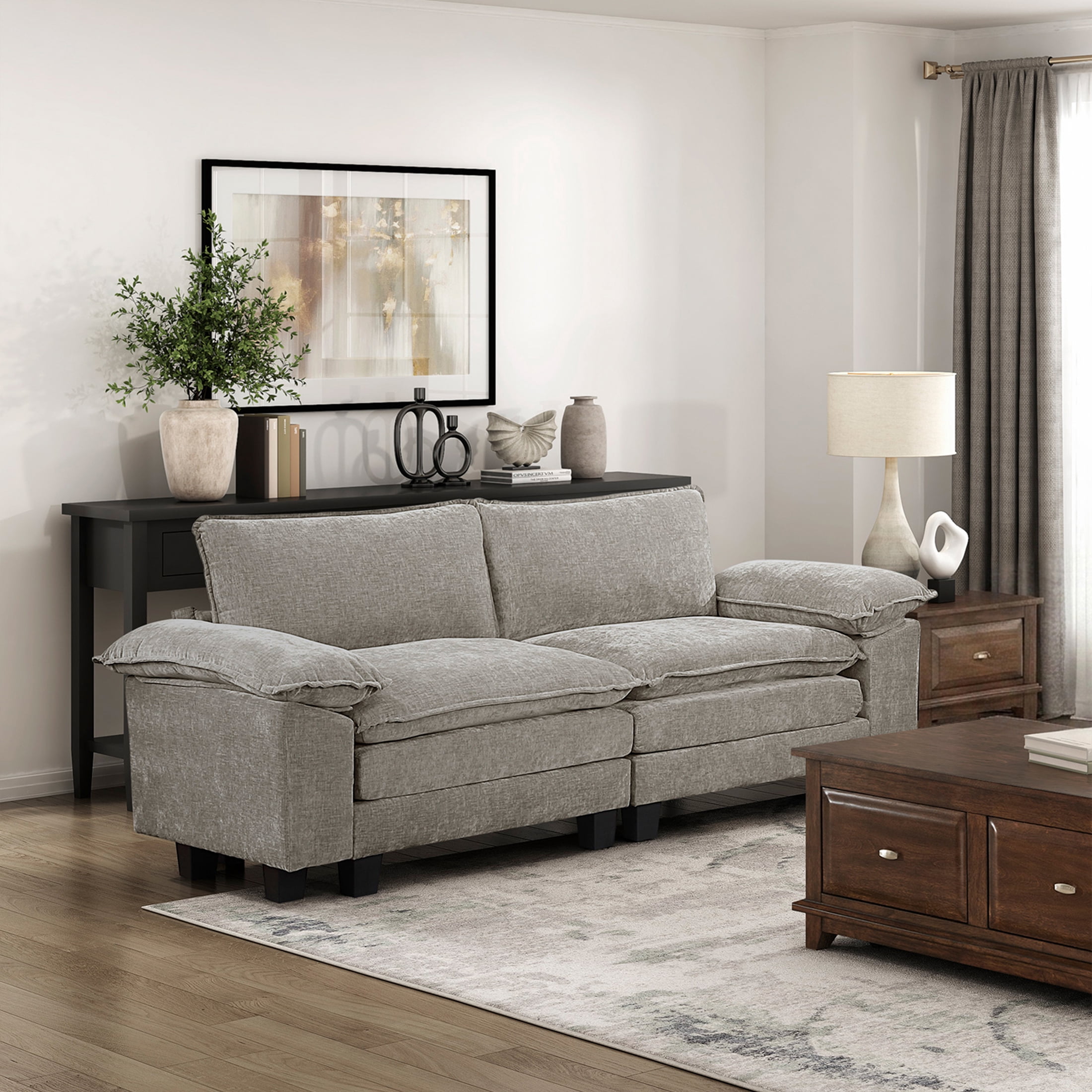 OakvillePark Corvan Chenille Love Seat, Dark Pewter
