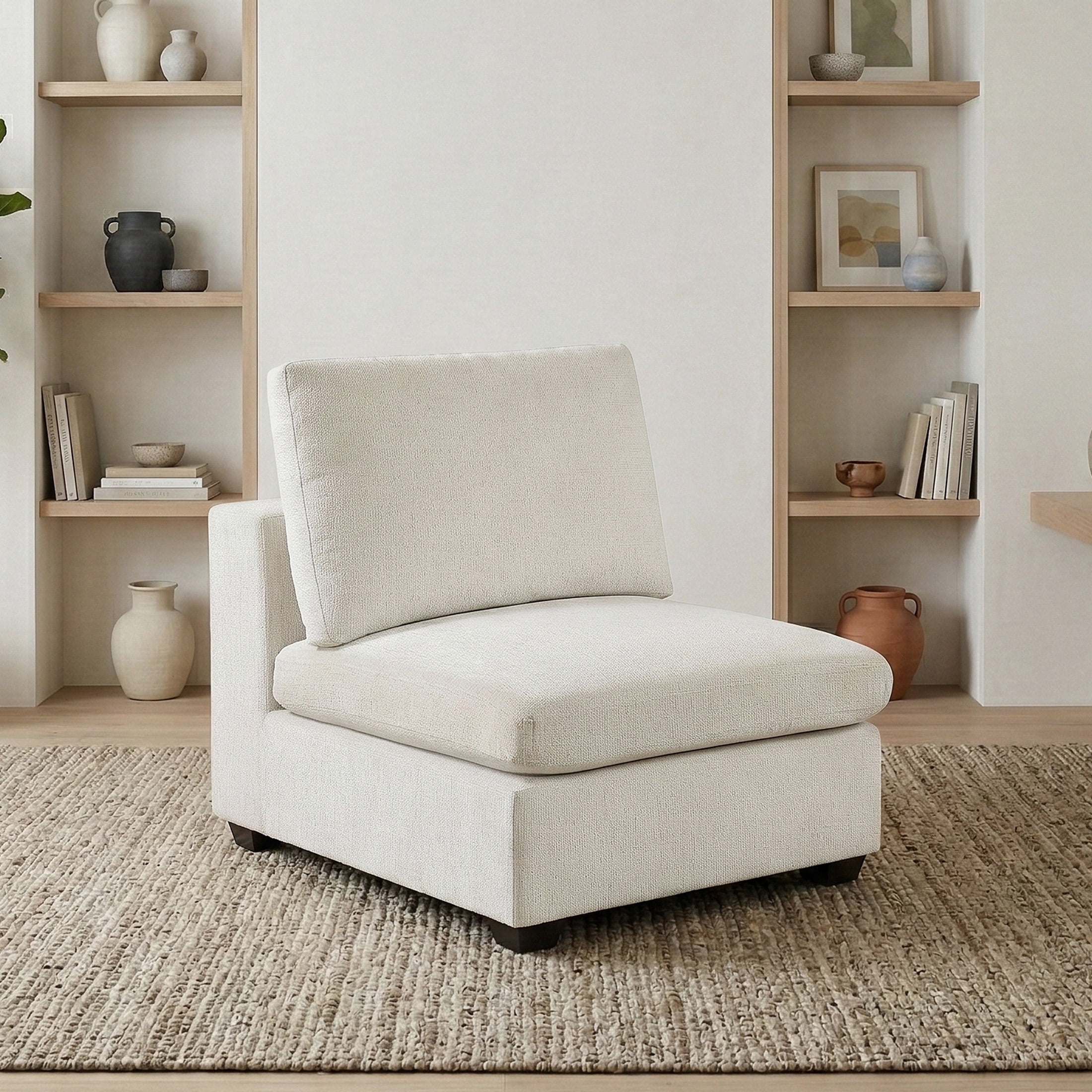 OakvillePark Crestiva Chenille Modular Unit-Armless Chair, Beige