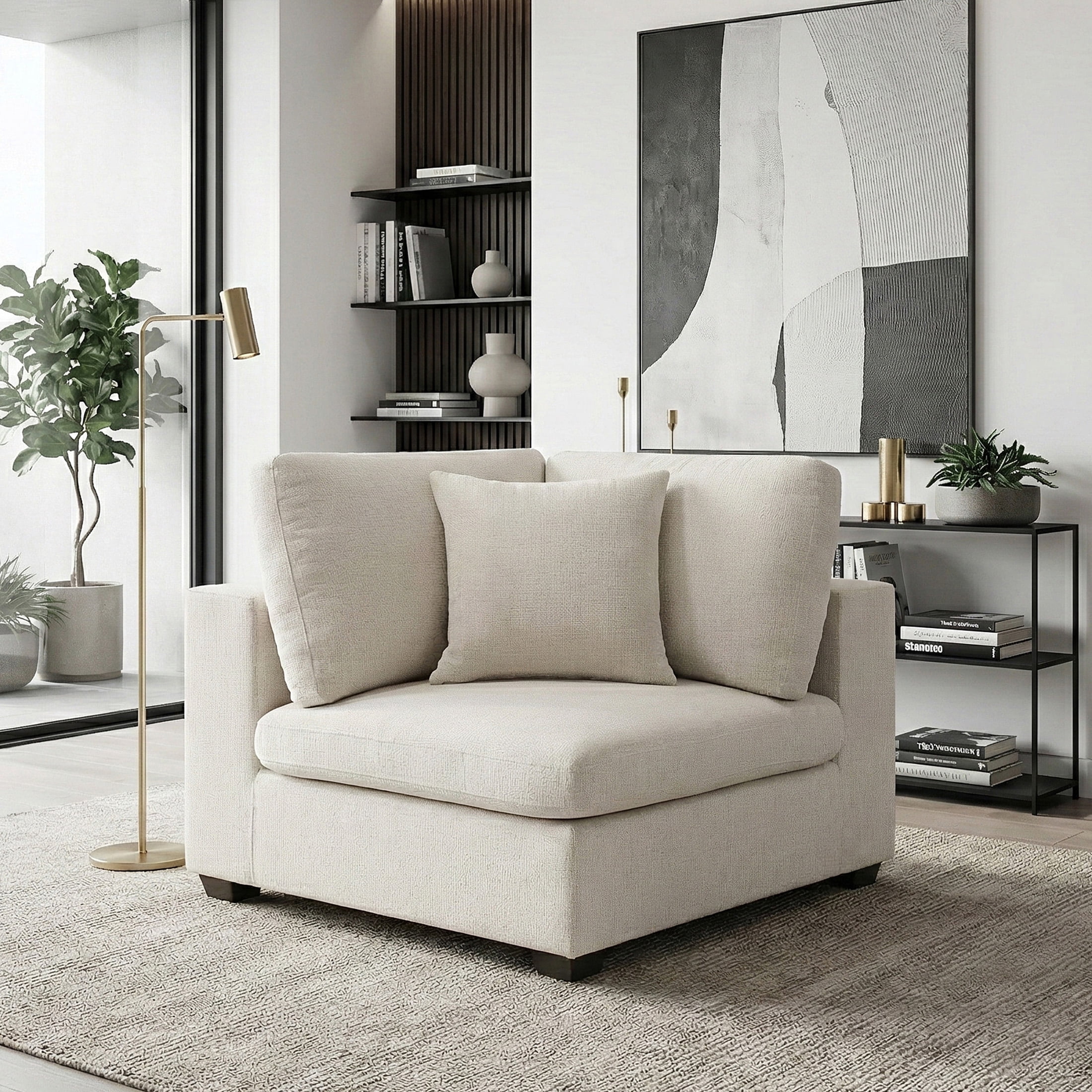OakvillePark Crestiva Chenille Modular Unit-Corner Seat, Beige