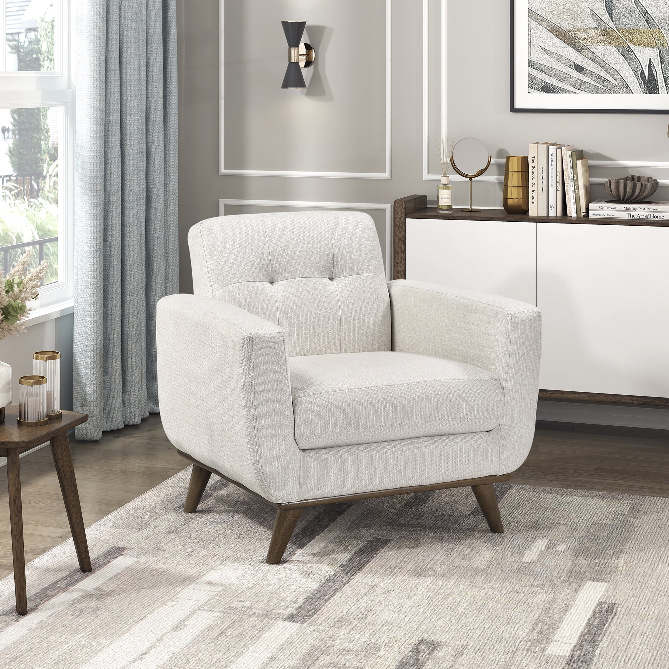 OakvillePark Darrowstone Tufted BackTextured Fabric Arm Chair, Beige