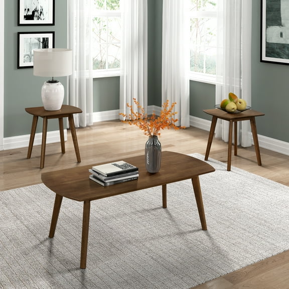 OakvillePark Ecola 3-Piece Pack Wood Occasional Table Set, Walnut