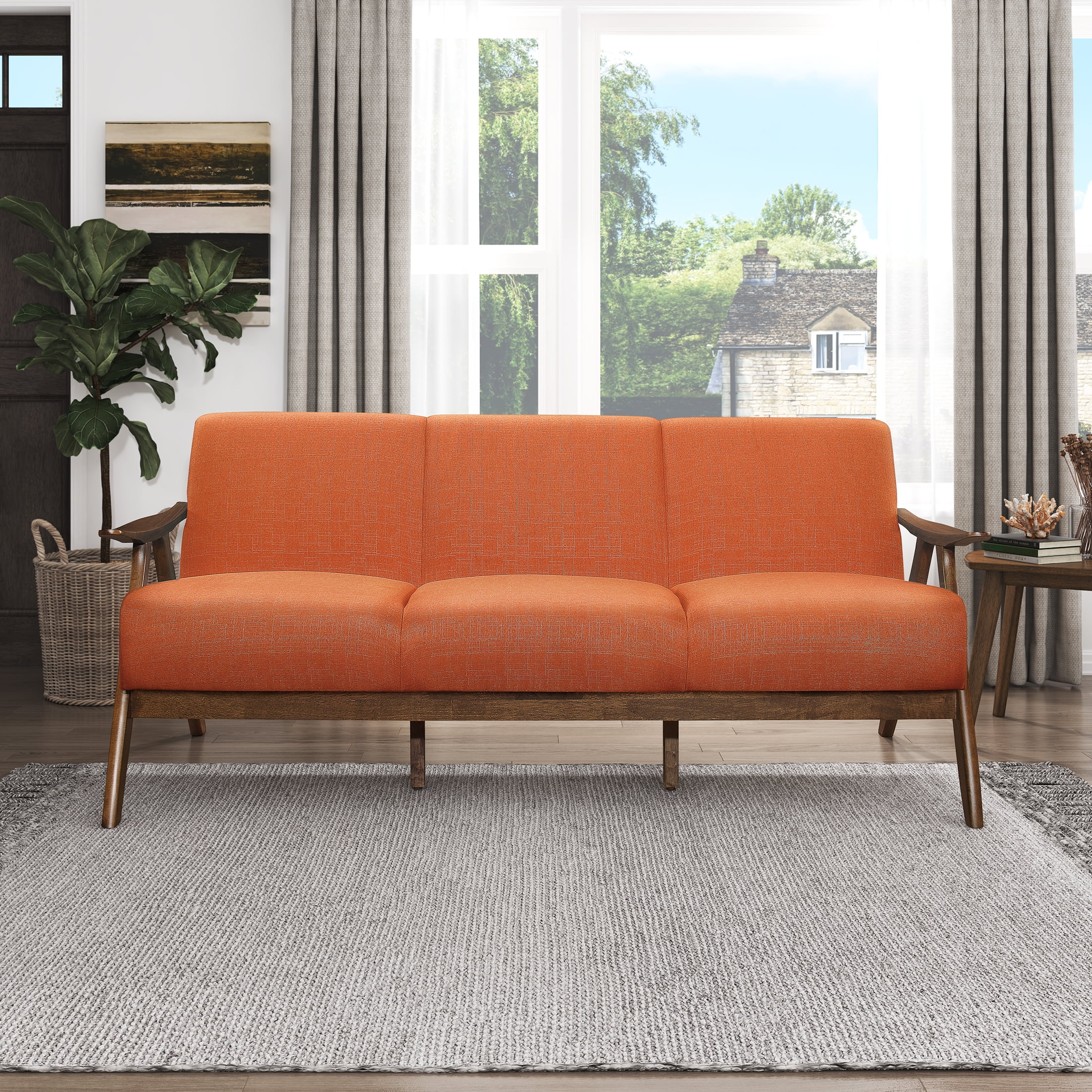 OakvillePark Ecola Fabric Living Room Sofa, Orange