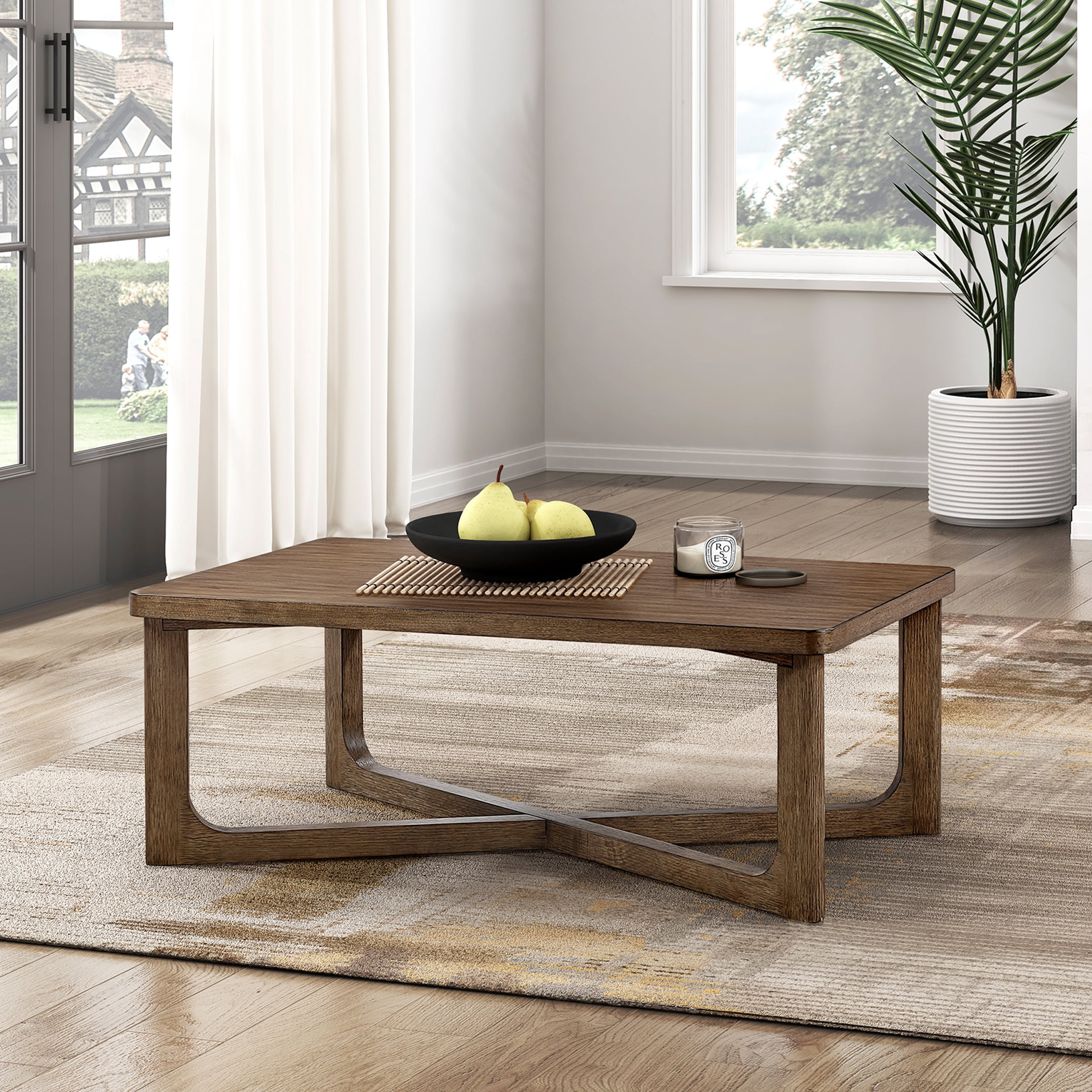 OakvillePark Elion Rectangle Wood Coffee Table, Light Brown