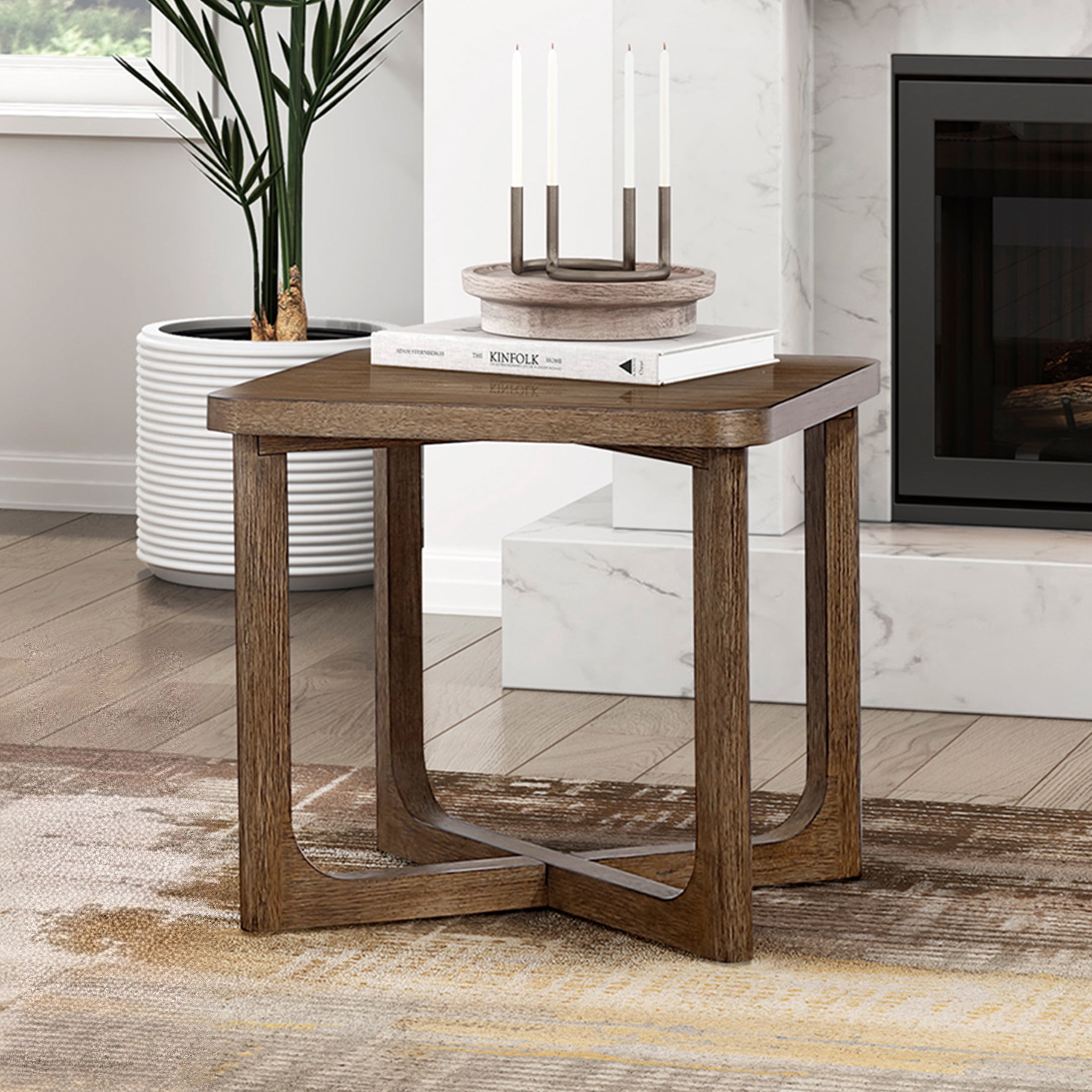 OakvillePark Elion Square Wood End Table, Light Brown