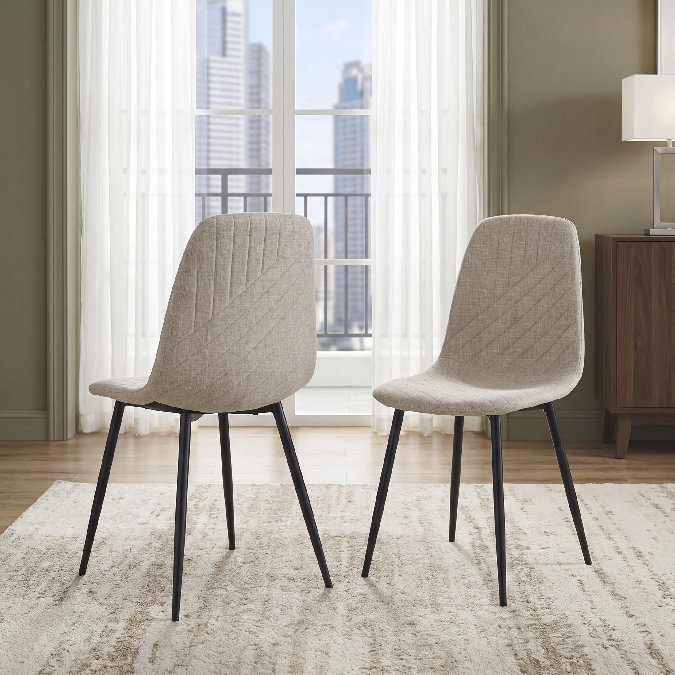OakvillePark Ella Contemporary Textured Fabric Dining Side Chairs, Taupe (Set of 4)