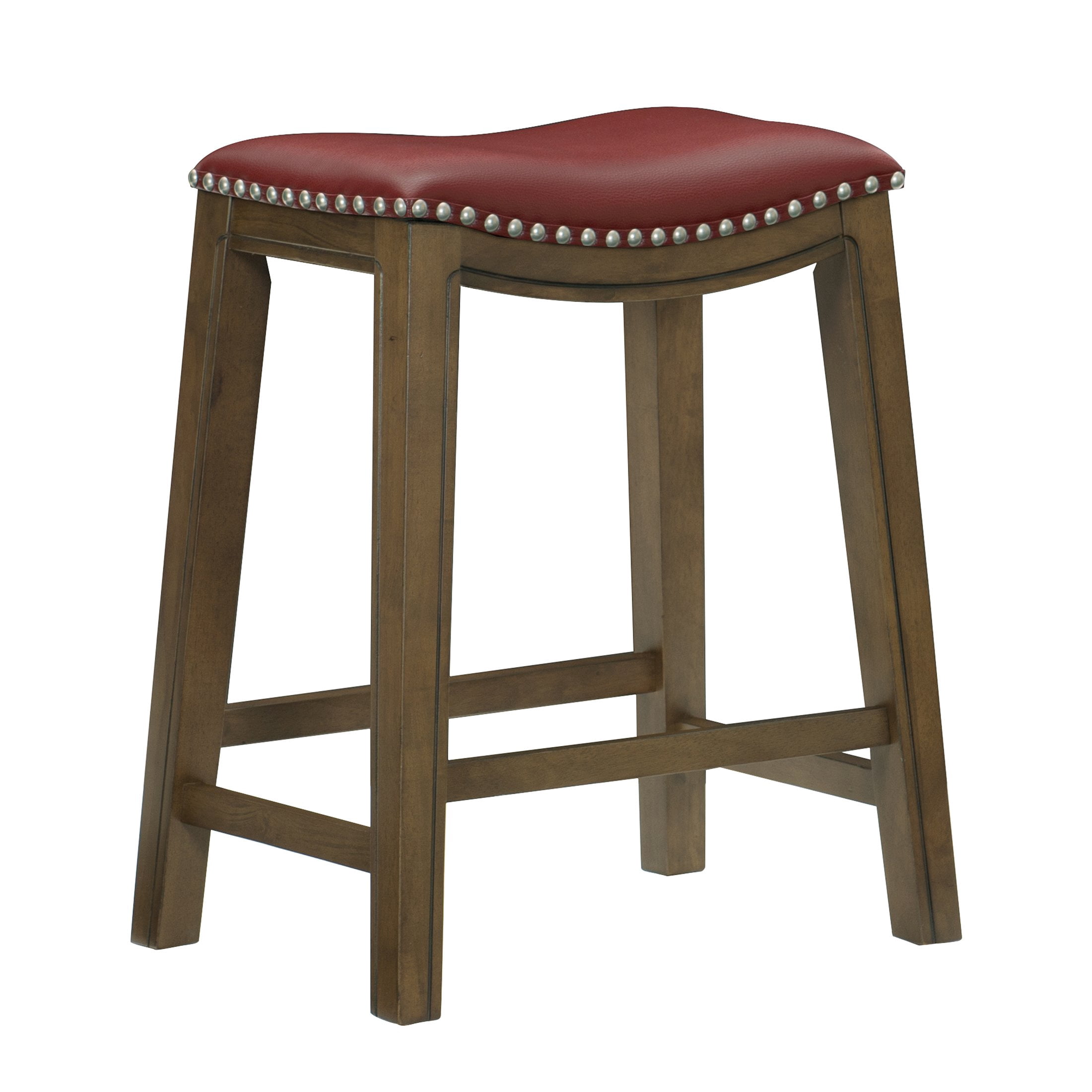 OakvillePark Eustis Saddle Seat Counter Height Barstool, Red