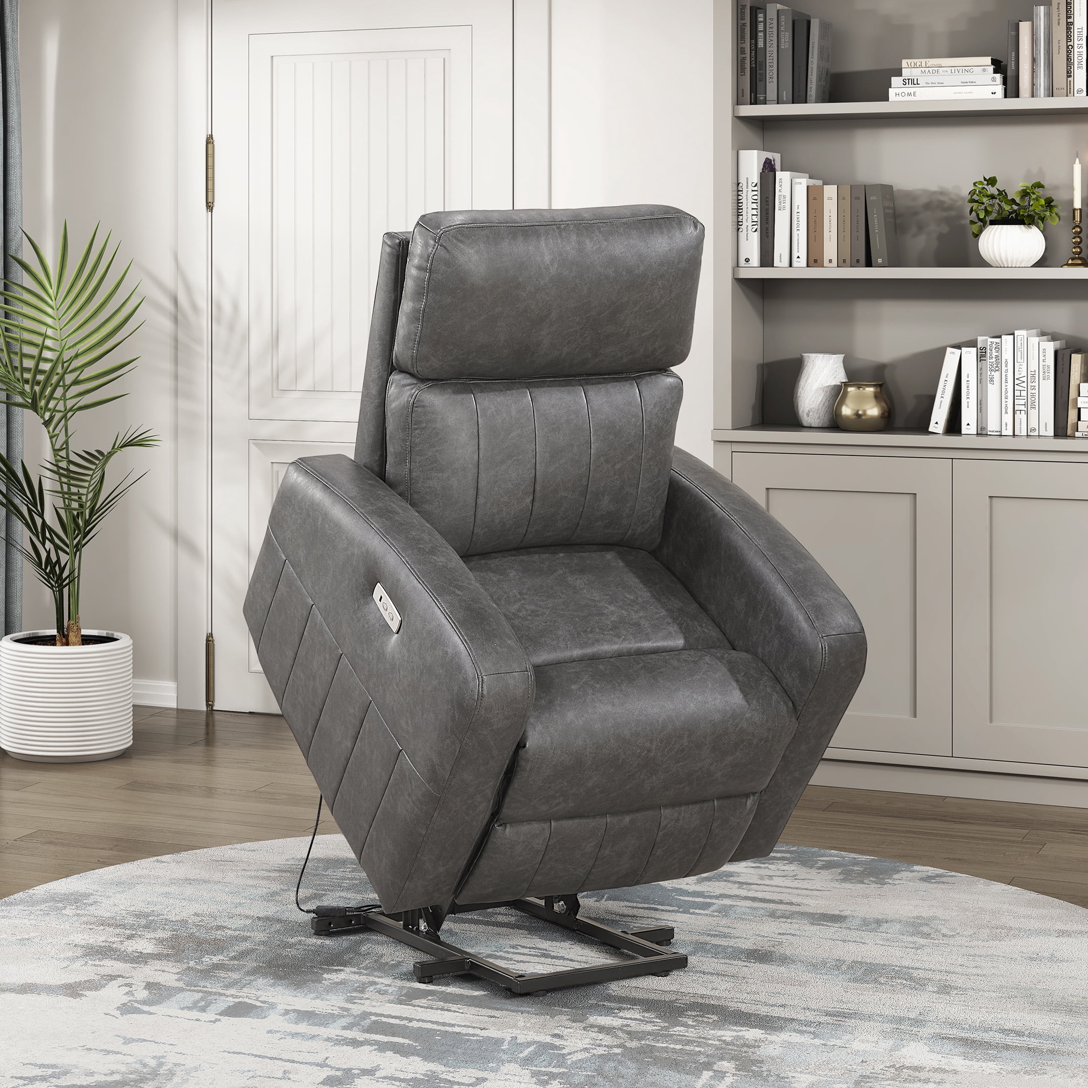 OakvillePark Evorix Faux Leather Power Lift Chair, Gray