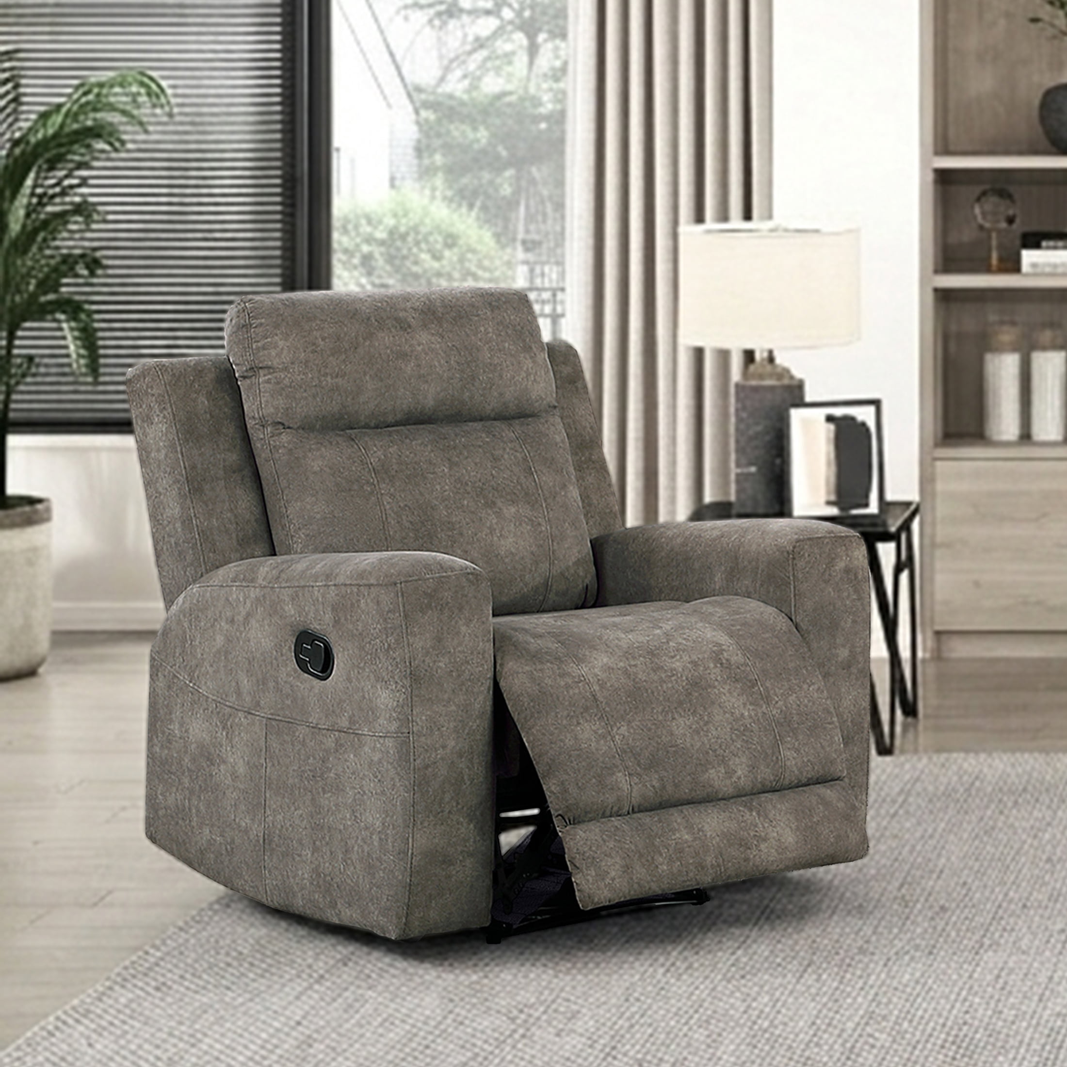 OakvillePark Faerwyn Microfiber Manual Reclining Chair, Brown