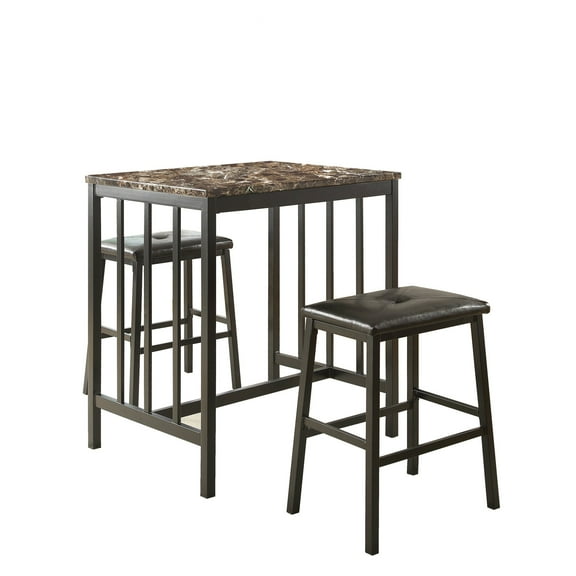 OakvillePark Galena 3-Piece Pack Counter Height Dinette Set, Black
