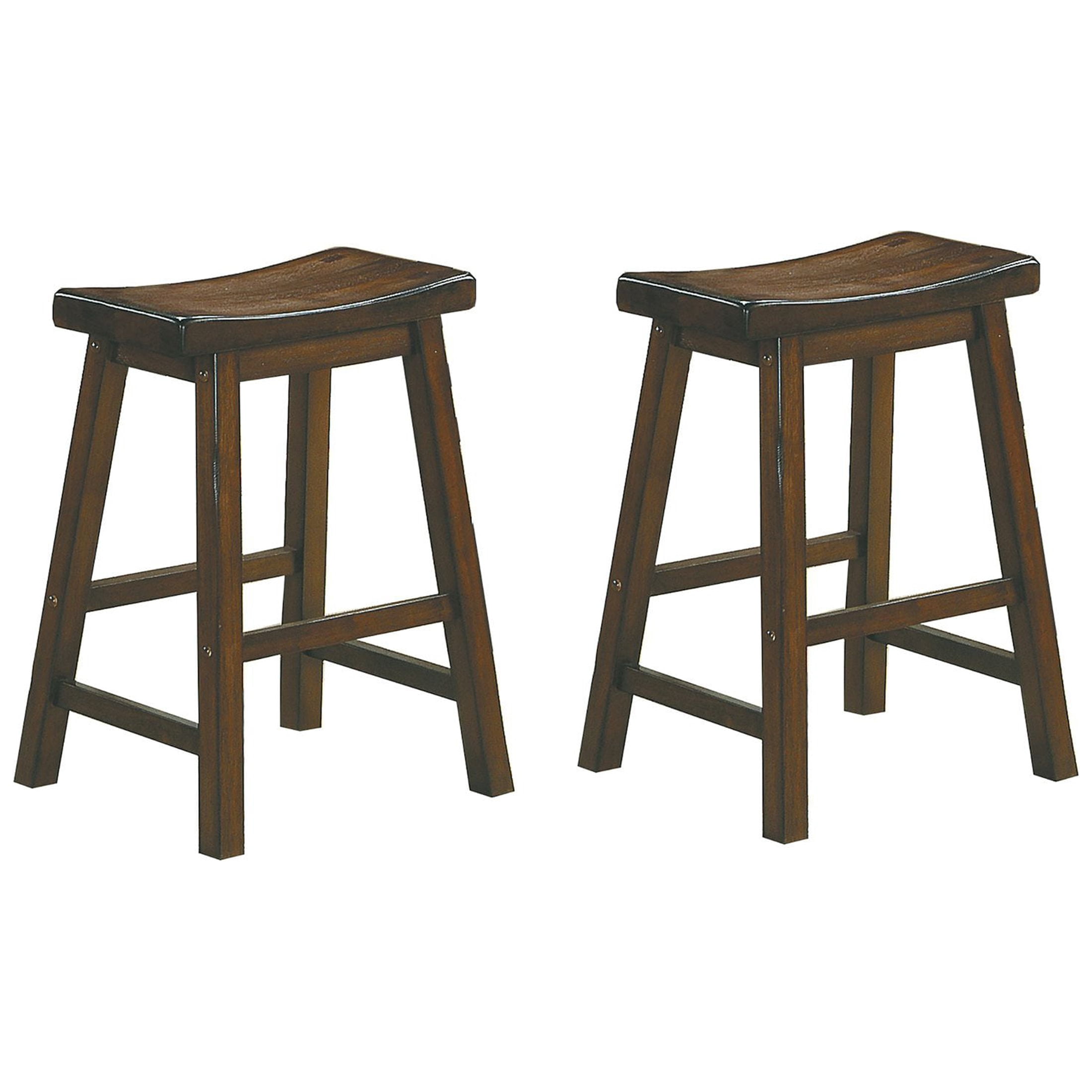 OakvillePark Gering Wood Saddle Seat Counter Height Barstool (Set of 2), 24", Cherry