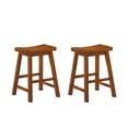thumbnail image 1 of OakvillePark Gering Wood Saddle Seat Counter Height Barstool (Set of 2), 24", Oak, 1 of 3