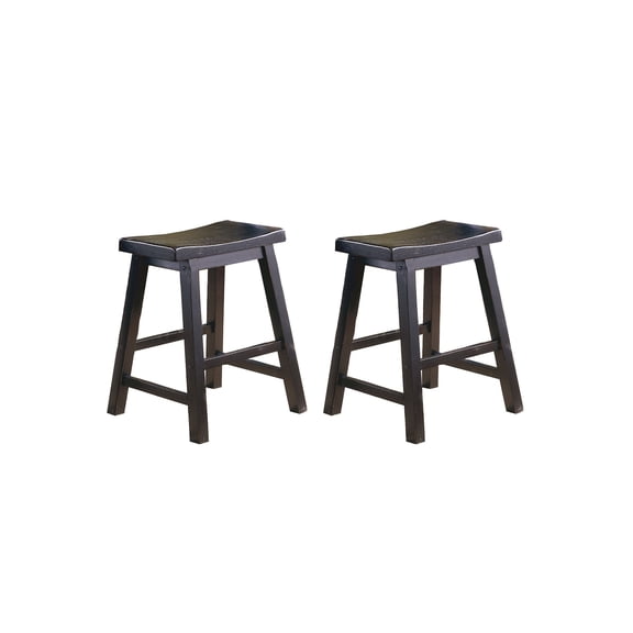OakvillePark Gering Wood Saddle Seat Dining Height Stool (Set of 2), 18", Black