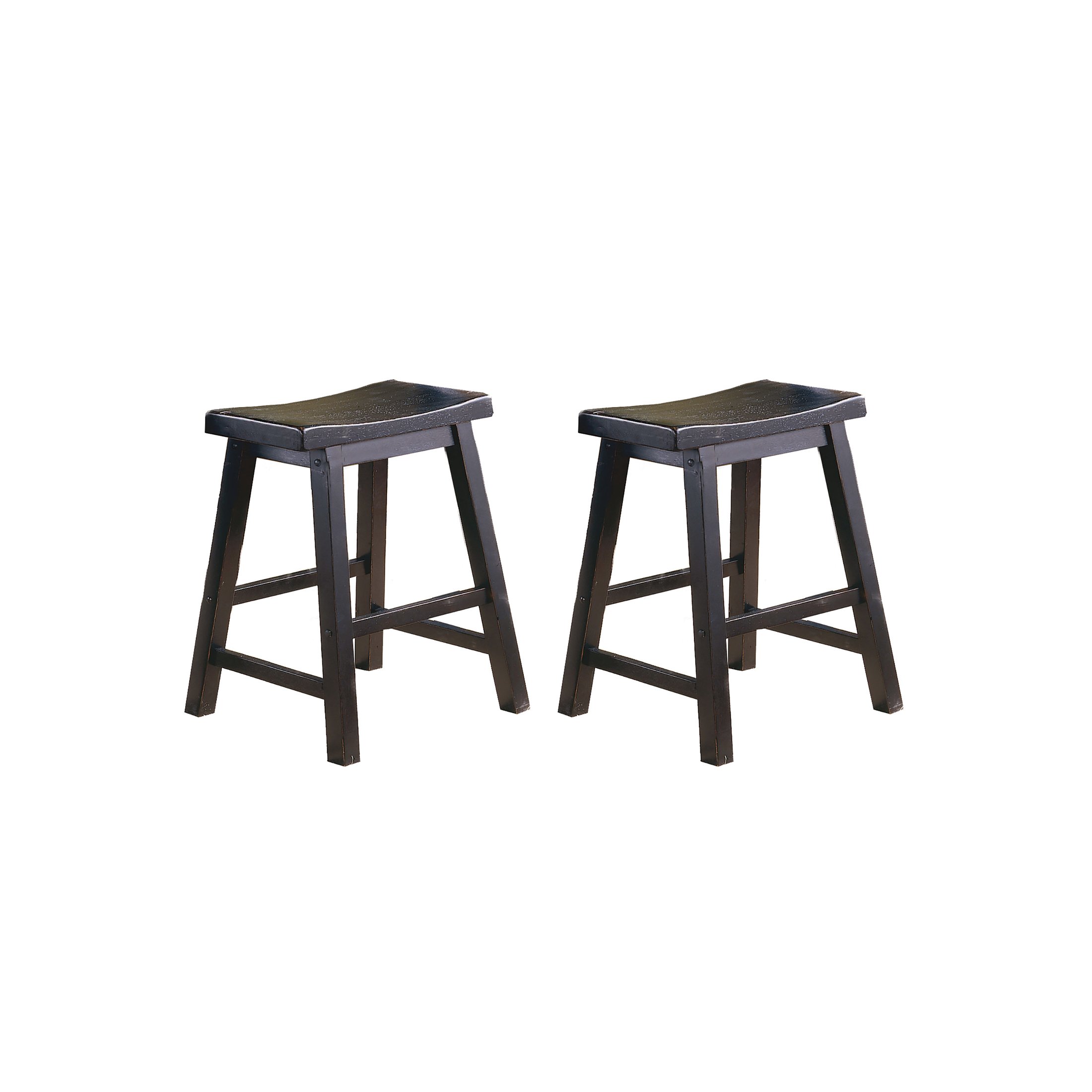 OakvillePark Gering Wood Saddle Seat Dining Height Stool (Set of 2), 18", Black - image 1 of 3
