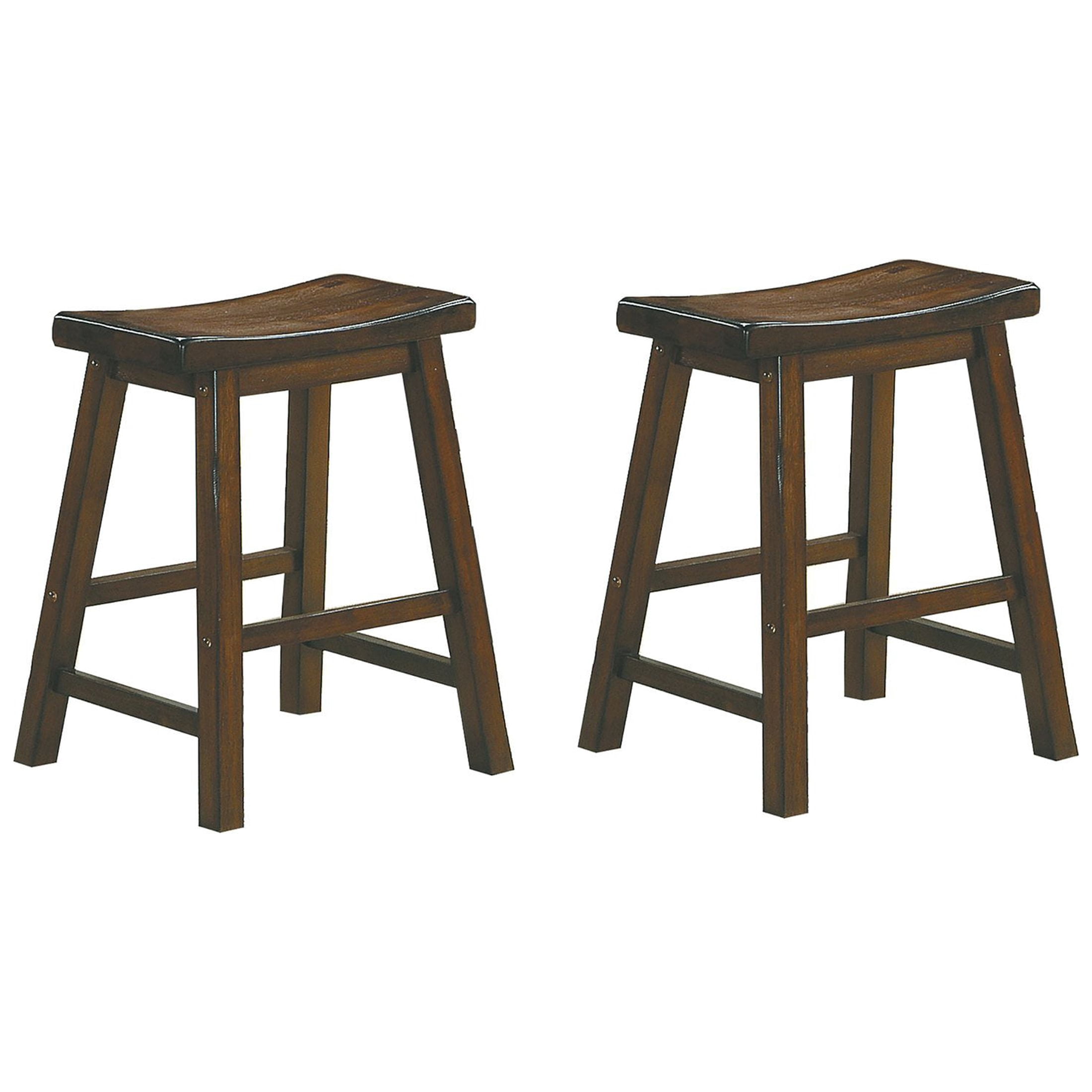OakvillePark Gering Wood Saddle Seat Dining Height Stool (Set of 2), 18", Cherry