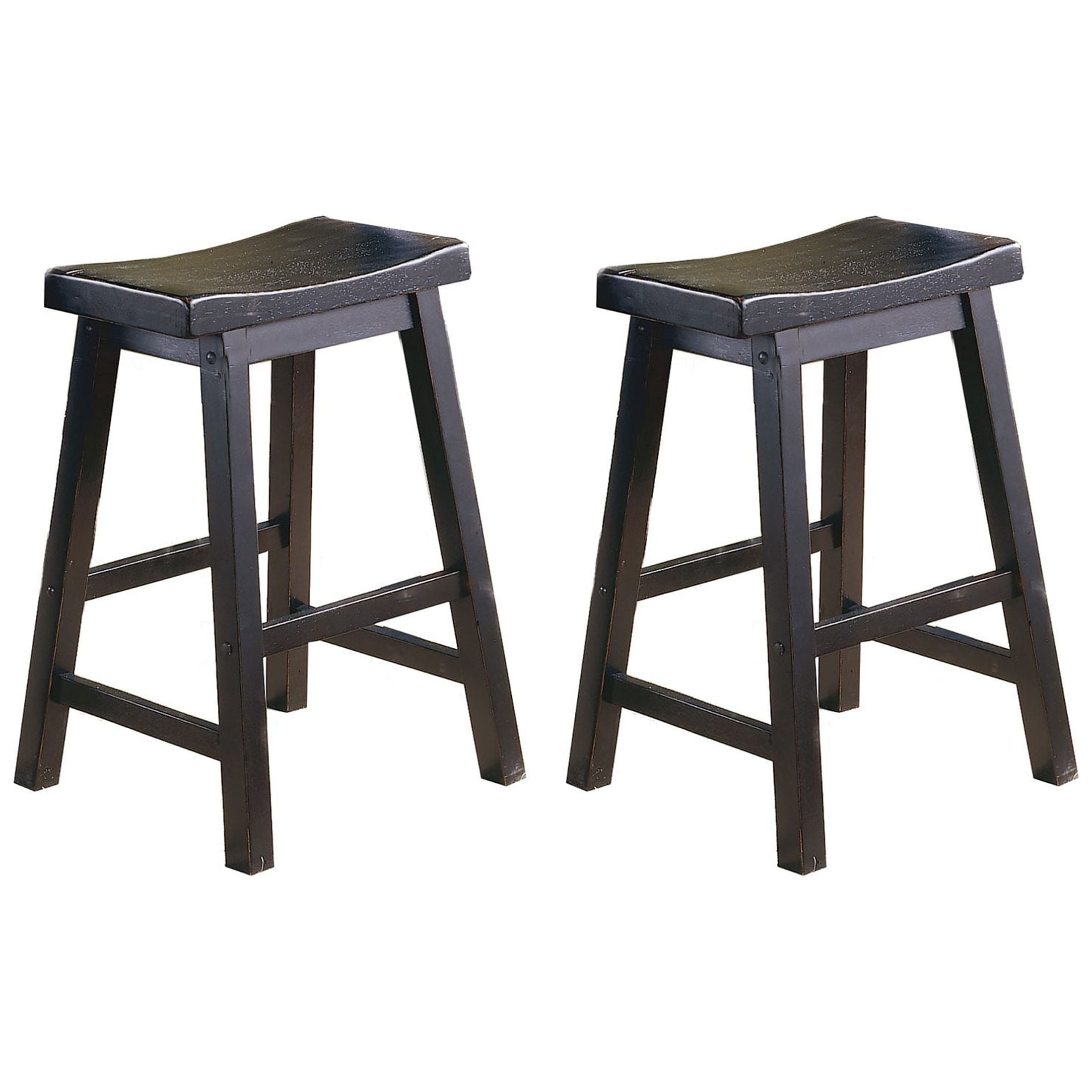 OakvillePark Gering Wooden Saddle Seat Counter Height Barstool (Set of 2), 24", Black