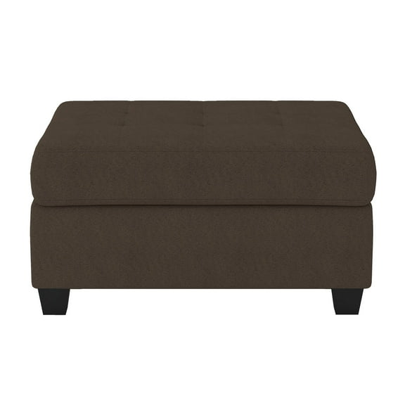 OakvillePark Granby Microfiber Fabric Upholstered Storage Ottoman, Chocolate