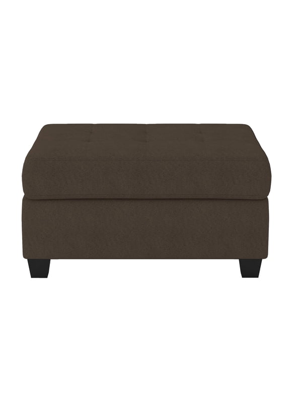 OakvillePark Granby Microfiber Fabric Upholstered Storage Ottoman, Chocolate