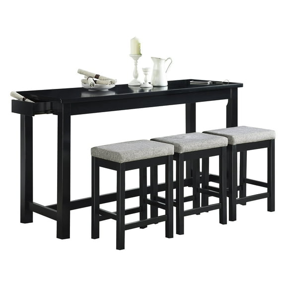 OakvillePark Greeley 4-Piece Pack Counter Height Dining Set, Black