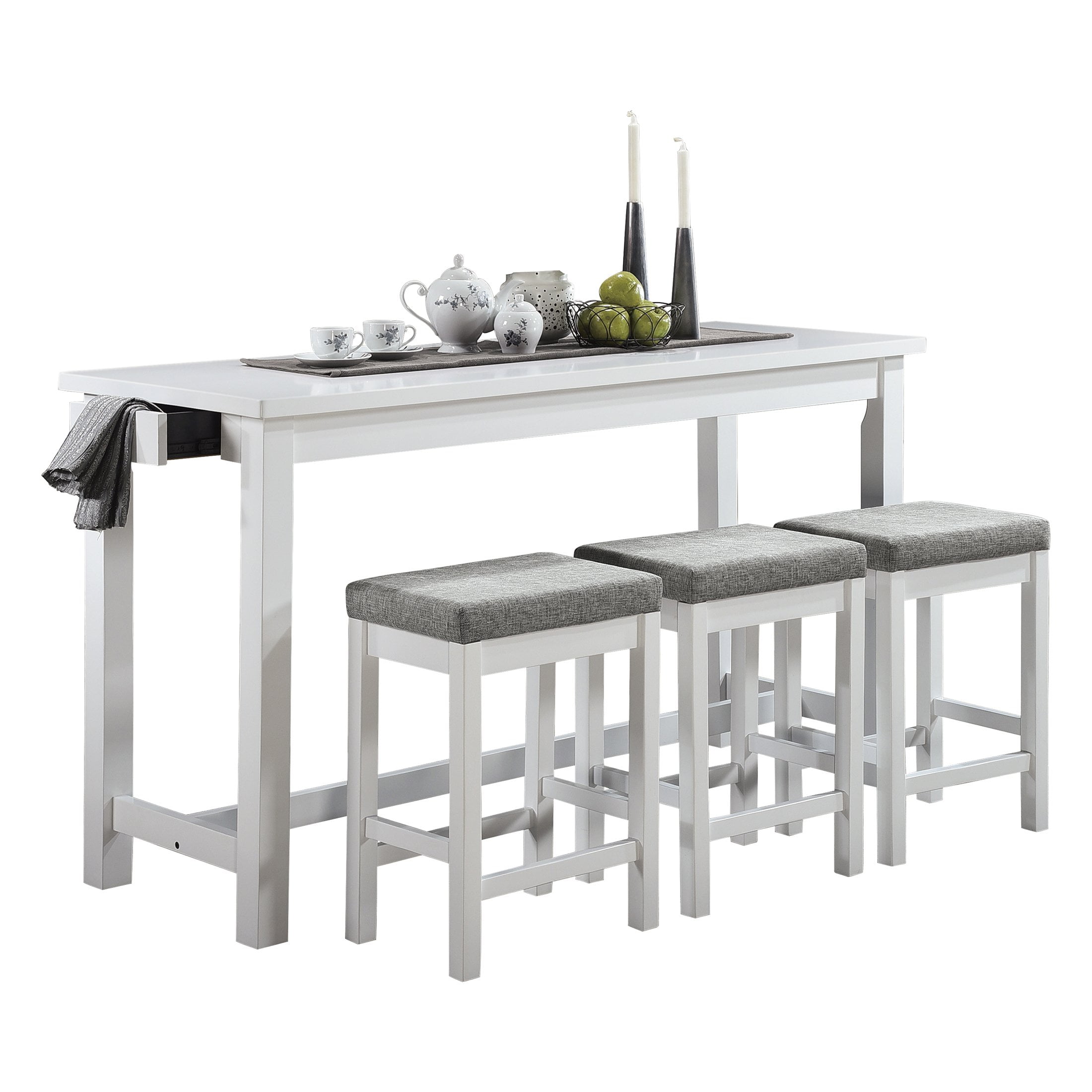 OakvillePark Greeley 4-Piece Pack Counter Height Dining Set, White