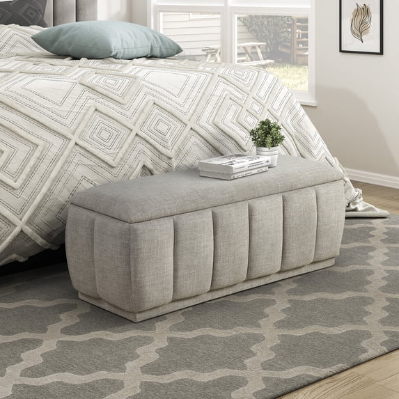 OakvillePark Halorini Textured Fabric Lift Top Storage Bench, Taupe