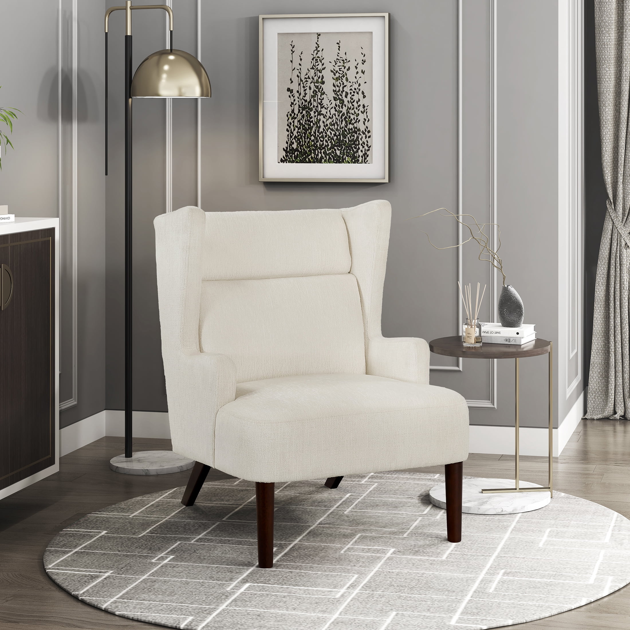 OakvillePark Hartmere Chenille Wingback Accent Chair, Beige