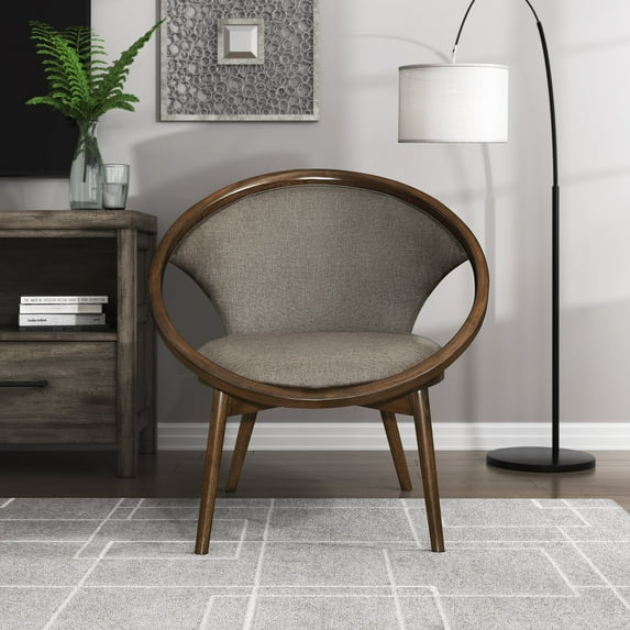 OakvillePark Helena Fabric Upholstered Accent Chair, Chocolate/Walnut