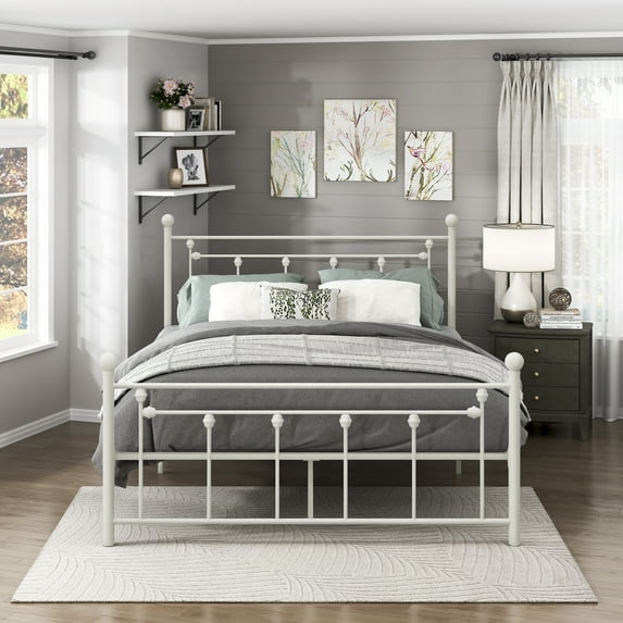 OakvillePark Hilton Open-Frame Metal Platform Bed, Full, White