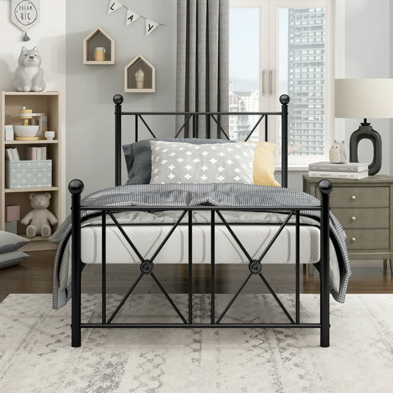 OakvillePark Hilton Open-Frame Metal Platform Bed, Twin, Black