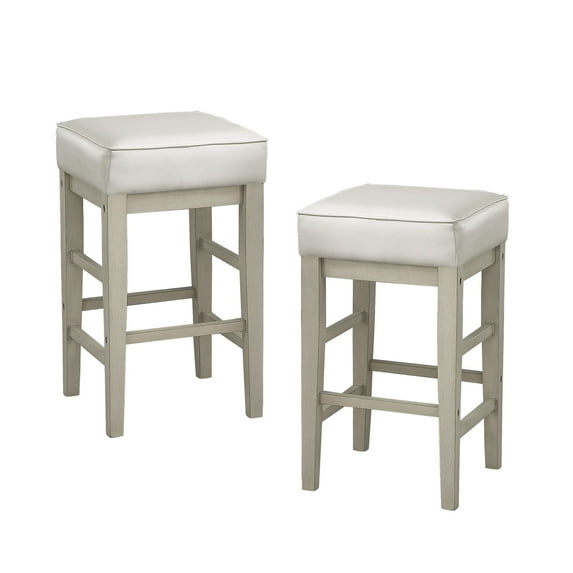 OakvillePark Holbrook Square Counter Height Barstool (Set of 2), White