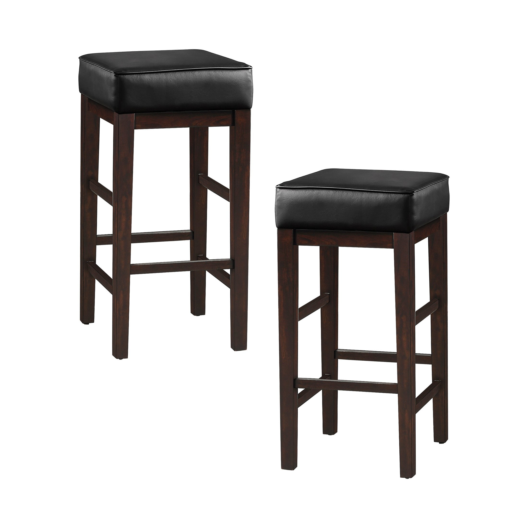 OakvillePark Holbrook Square Pub Height Barstool (Set of 2), Black
