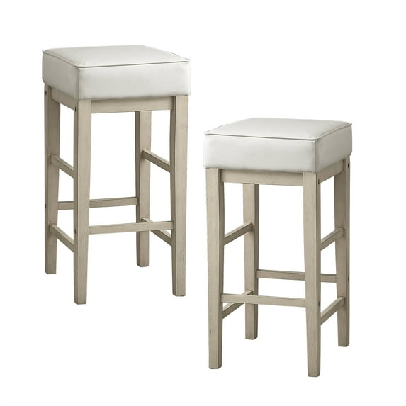 OakvillePark Holbrook Square Pub Height Barstool (Set of 2), White