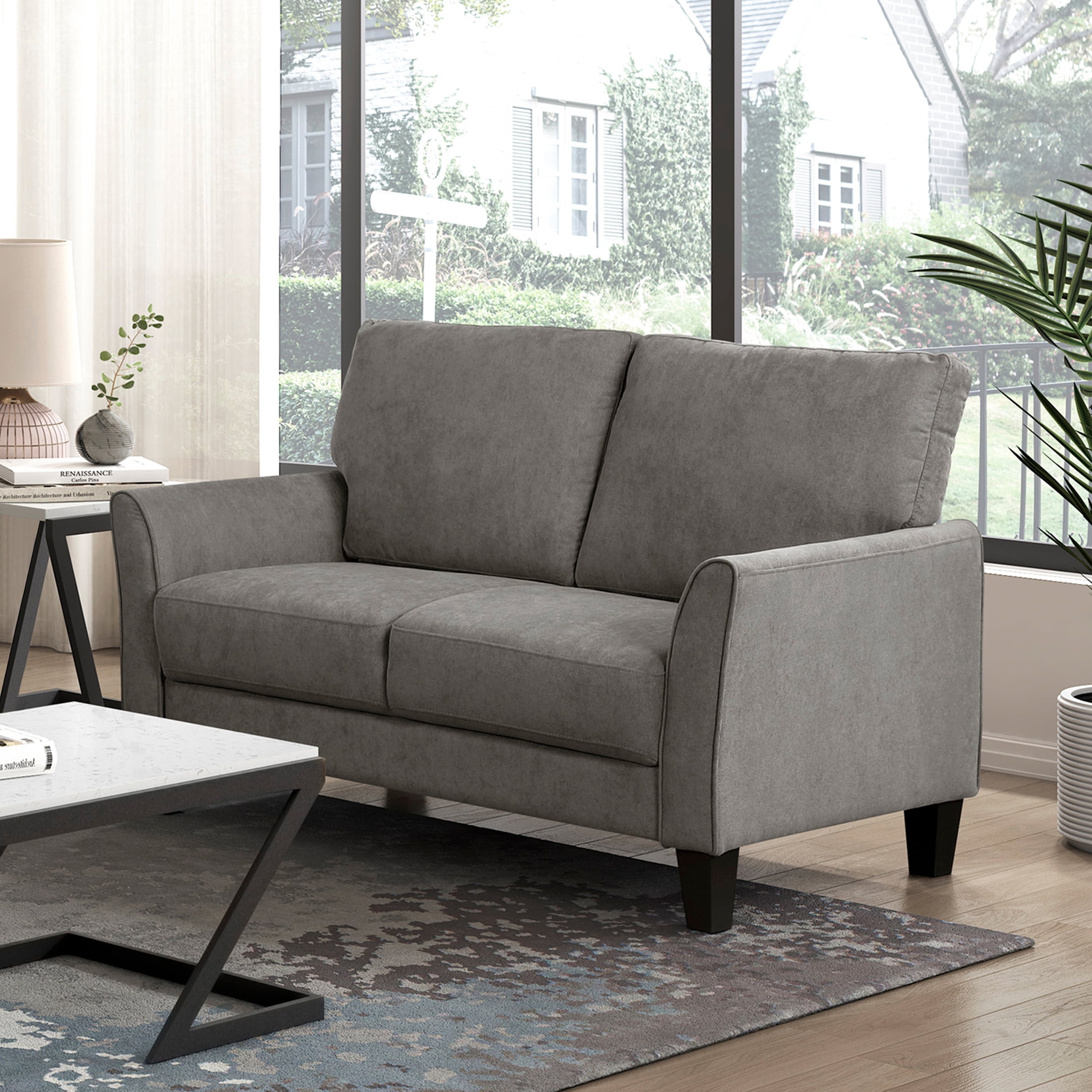 OakvillePark Islewyn Textured Fabric Loveseat, Brownish Gray