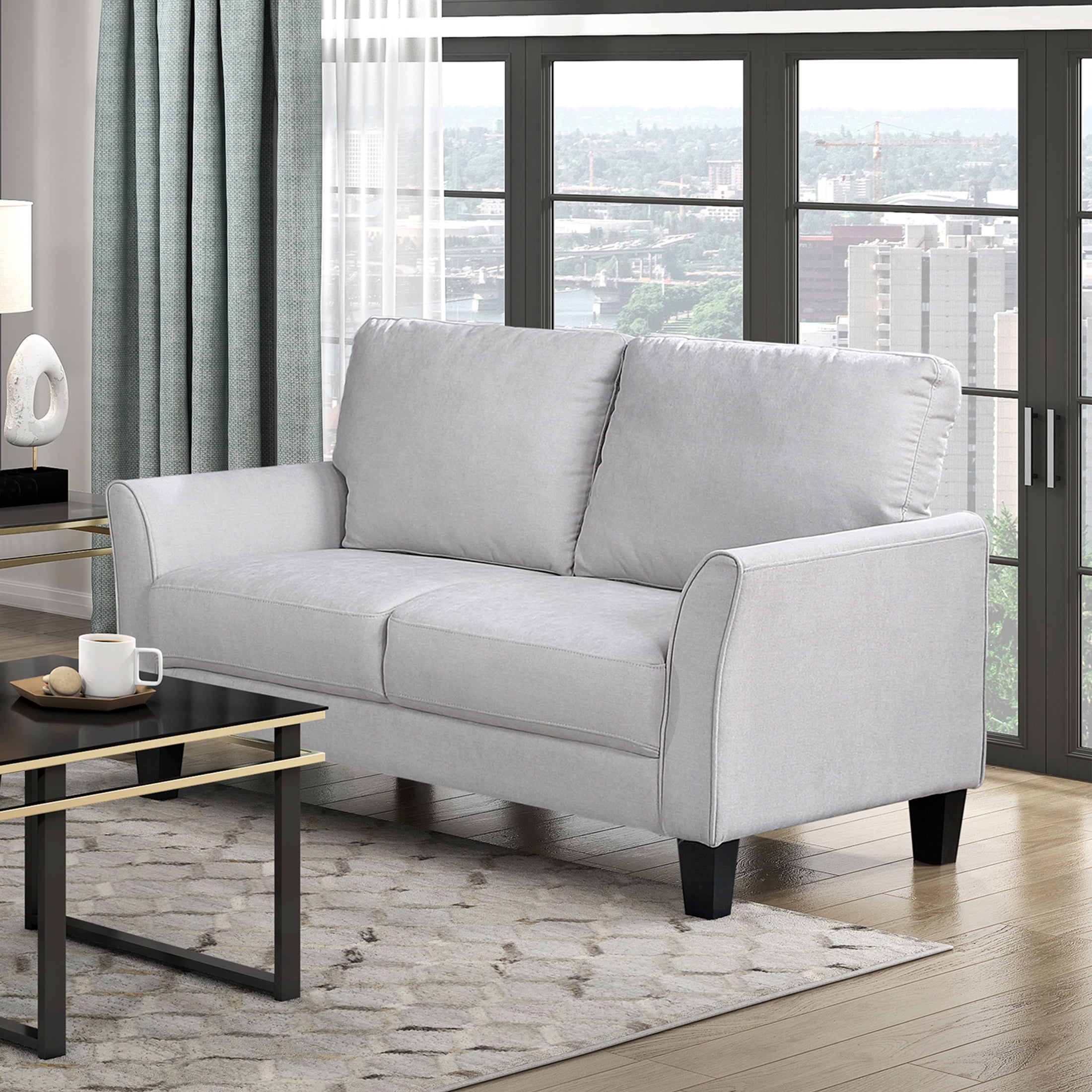 OakvillePark Islewyn Textured Fabric Loveseat, Gray