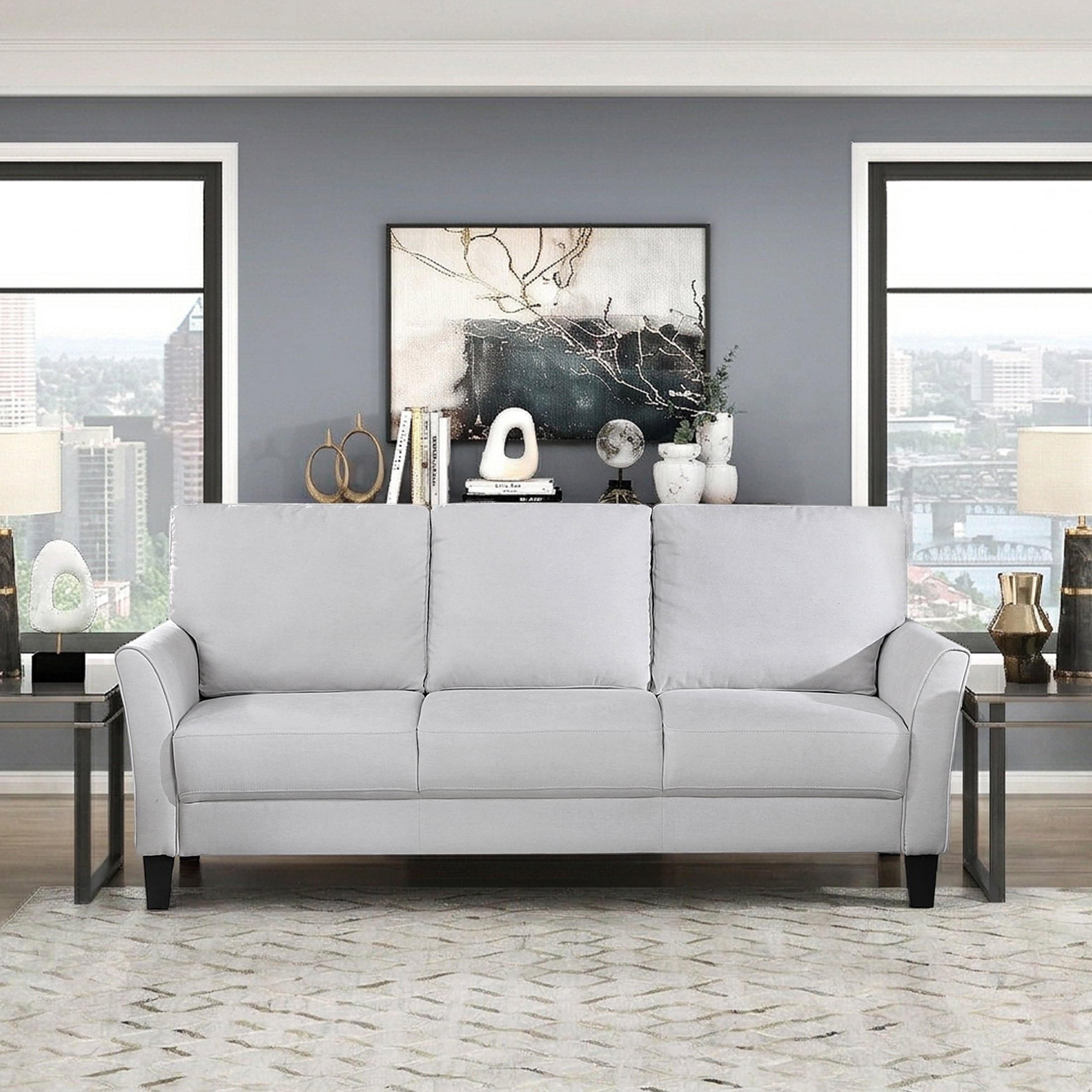 OakvillePark Islewyn Textured Fabric Sofa, Gray