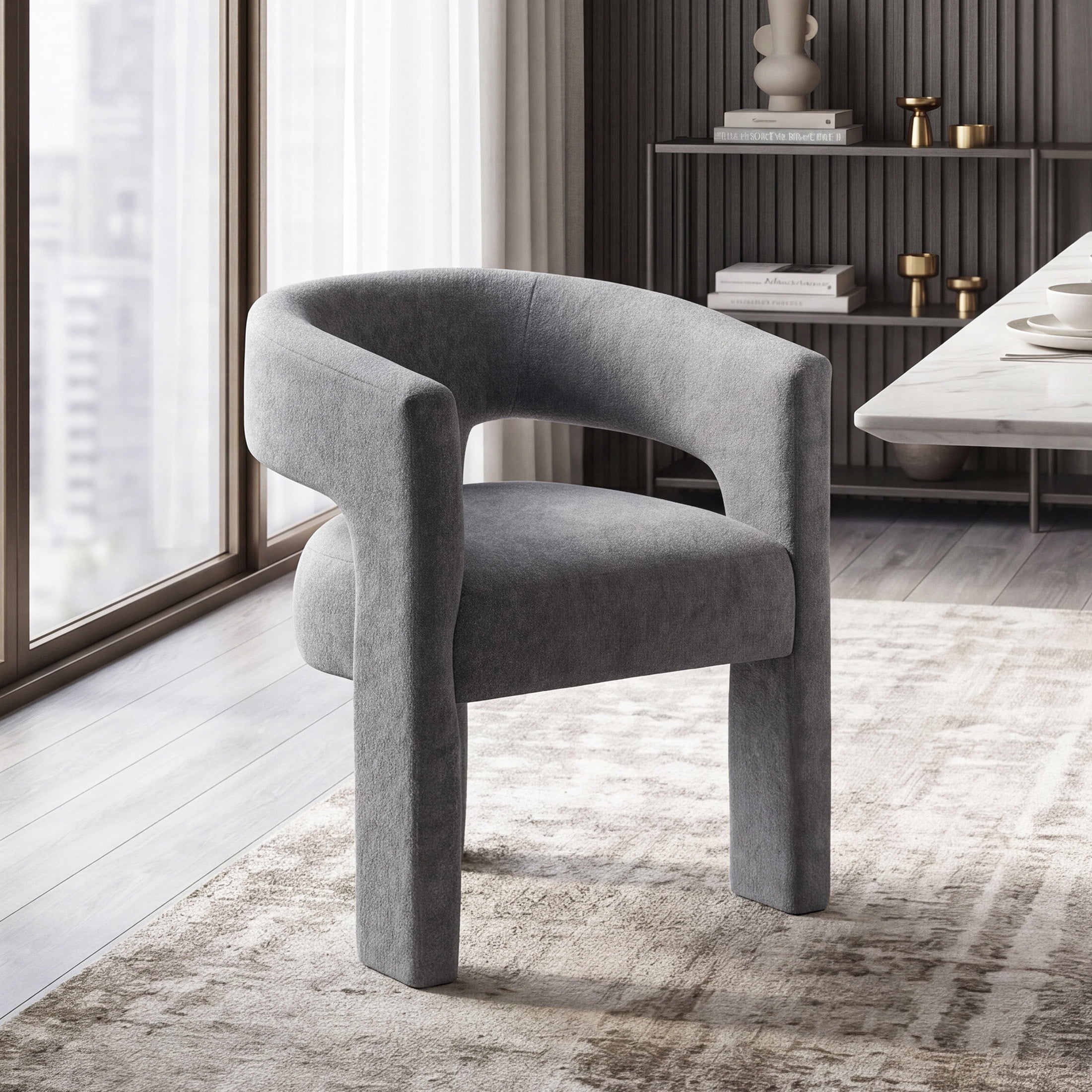 OakvillePark Kora Modern Boucle Dining Chairs, Dark Gray (Set of 2)