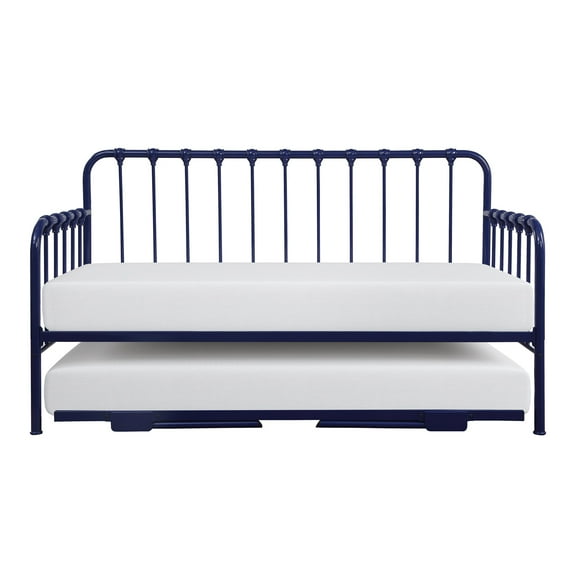 OakvillePark LaPrele Metal Daybed with Lift-Up Trundle, Twin/Twin, Navy Blue