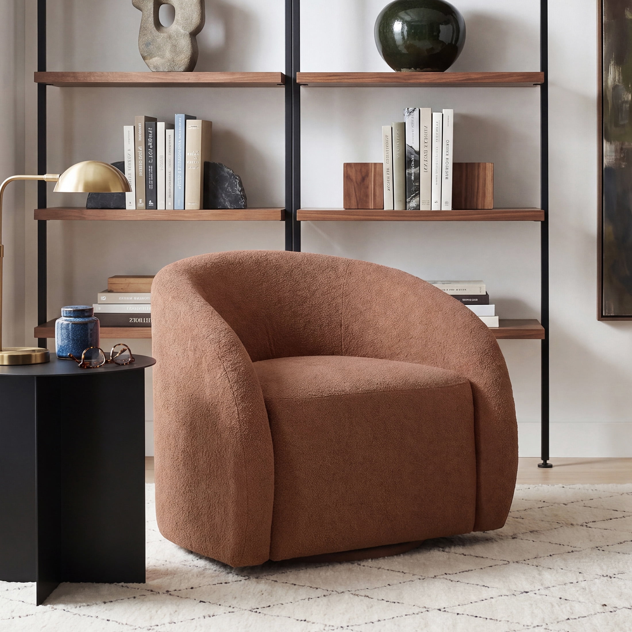 OakvillePark Lomi Contemporary Microfiber Swivel Chair, Rust