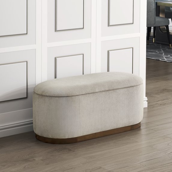 OakvillePark Lornwell Corduroy Lift Top Storage Bench, Taupe