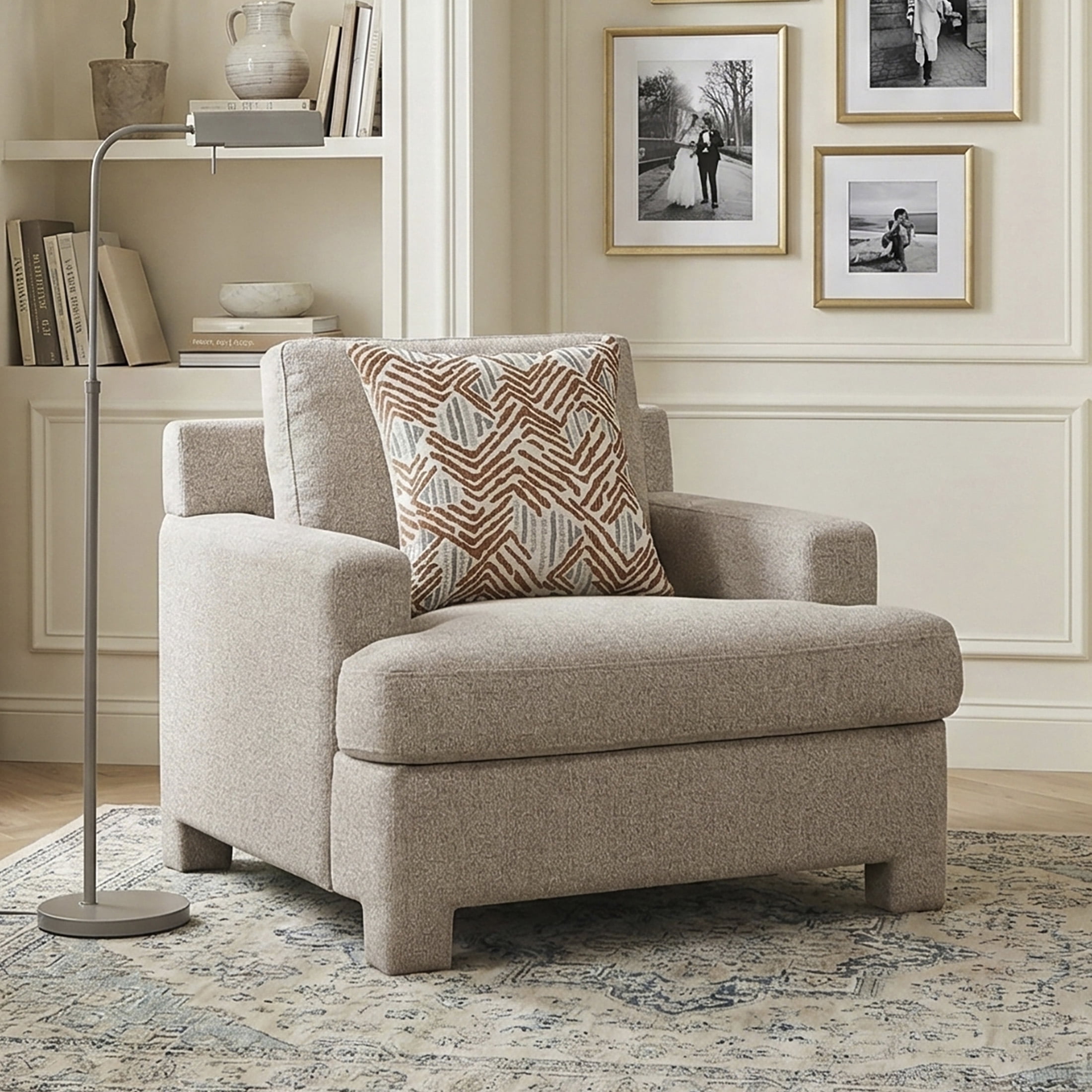 OakvillePark Luxora Chenille Chair with 1 Pillow, Taupe