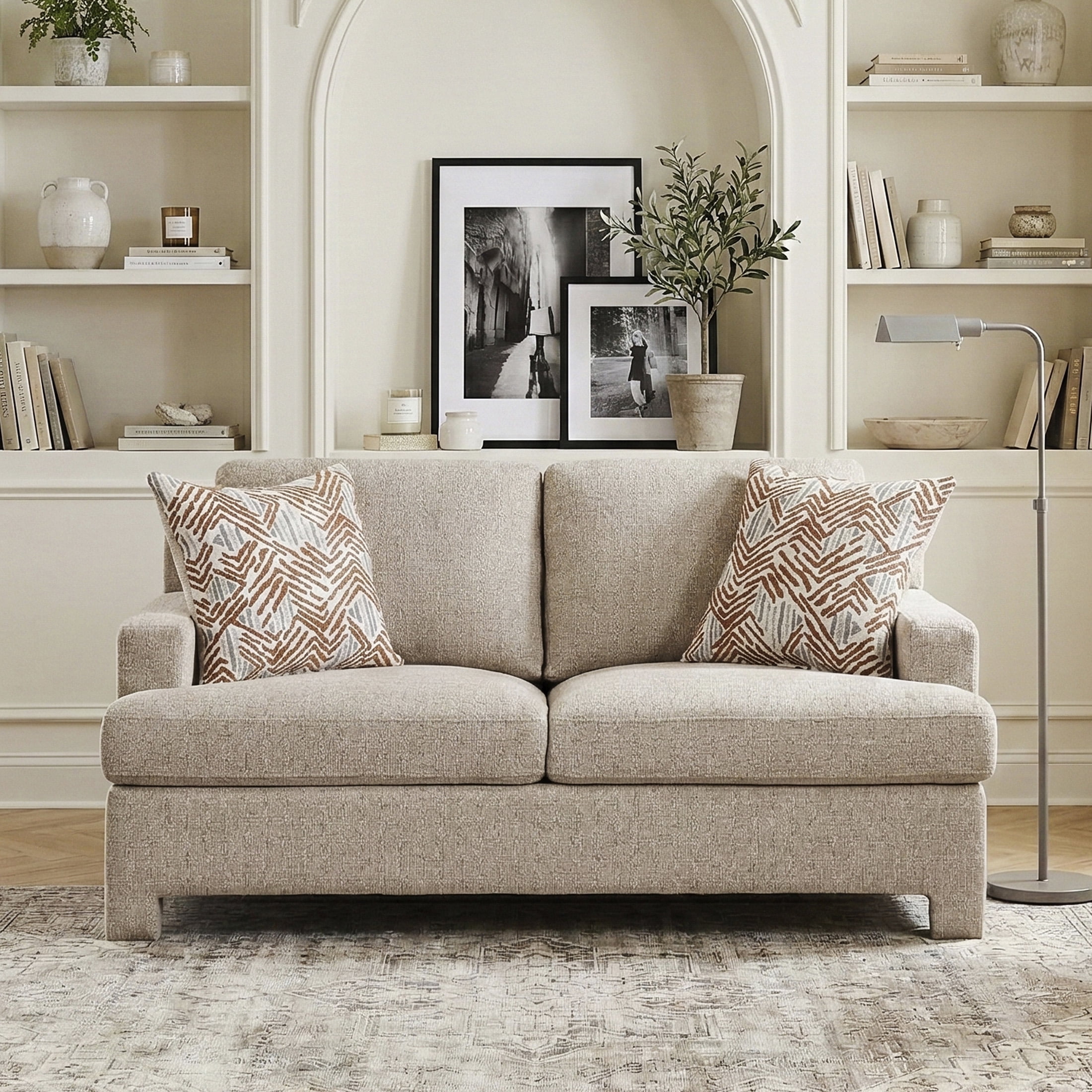 OakvillePark Luxora Chenille Loveseat with 2 Pillows, Taupe