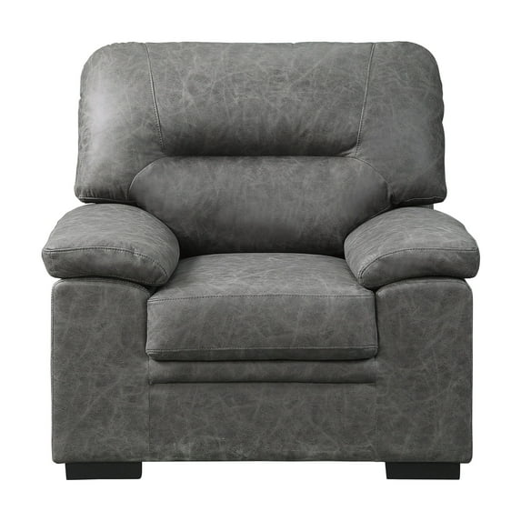 OakvillePark Mandeville Polished Microfiber Upholstered Living Room Chair, Dark Gray