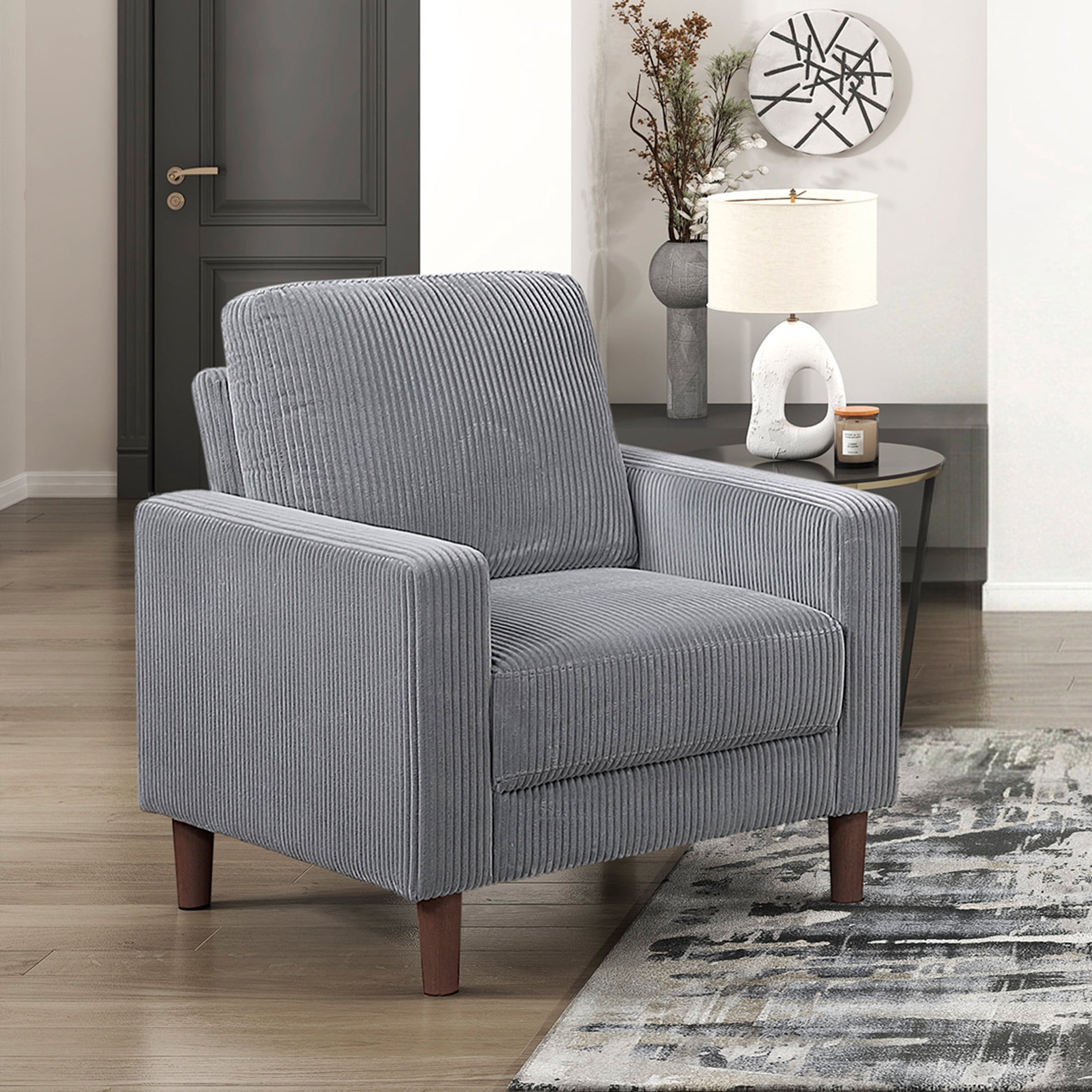 OakvillePark Mapleholt Corduroy Chair, Gray