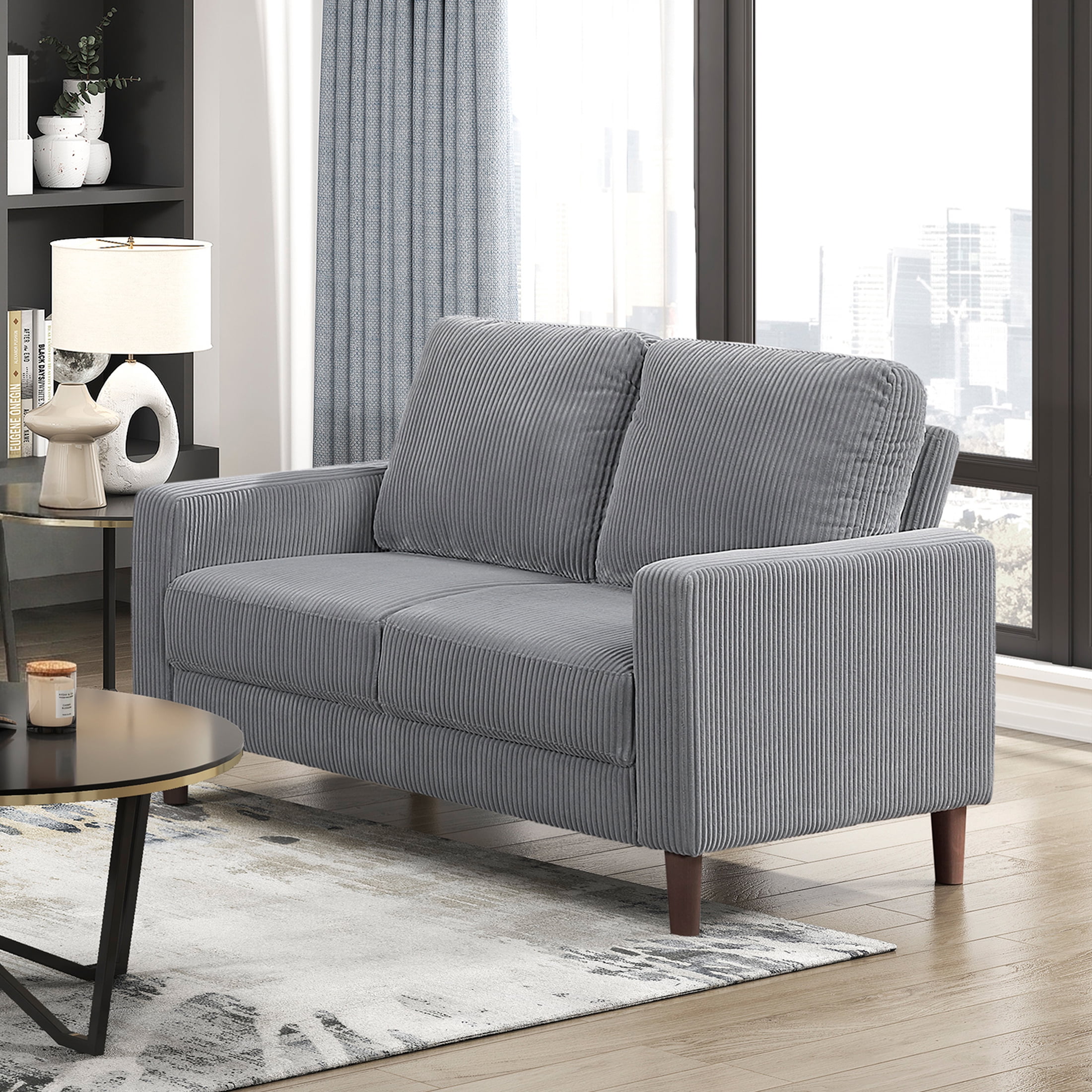 OakvillePark Mapleholt Corduroy Loveseat, Gray